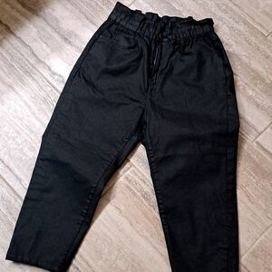 Zara black paper bag jeans